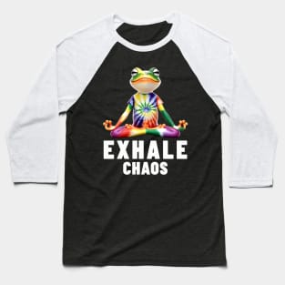 Exhale Chaos Zen Frog Meditation Yoga Baseball T-Shirt